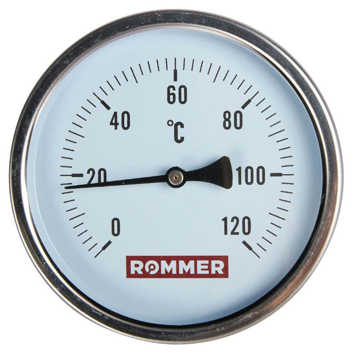Термометр биметаллический с погружной гильзой Rommer, корпус 100 мм, гильза 50 мм