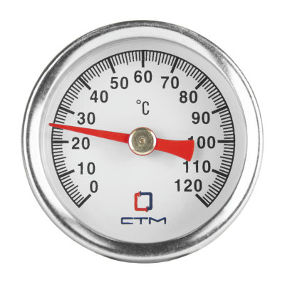 Термометр биметаллический d 40мм, с погружной гильзой, измерение до +120 С СТМ PL-52457