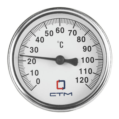 Термометр биметаллический d 63мм, с погружной гильзой, измерение до +120 С СТМ PL-52458
